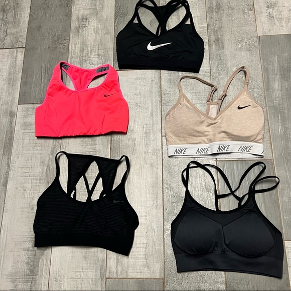 Nike Other - Nike Sports Bras Bundle Set of 5, black, gray pink beige Indy Strappy XS
